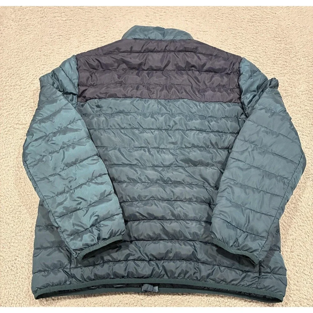 True Religion Jacket Mens Medium Blue Puffer Quilted Insulated Full Zip Logo